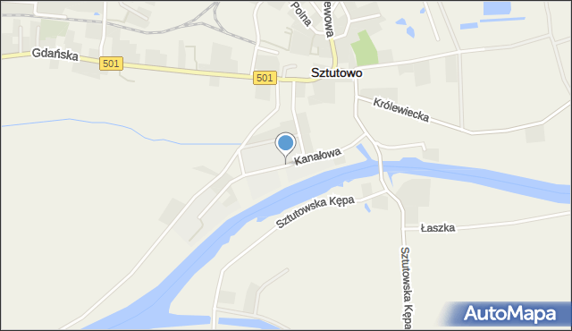 Sztutowo, Kanałowa, mapa Sztutowo