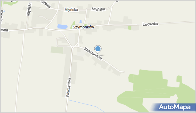 Szymonków, Kasztanowa, mapa Szymonków