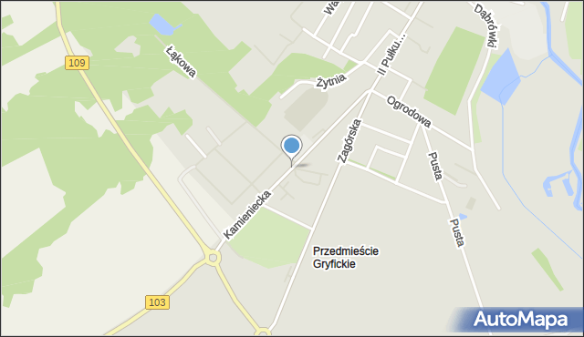Trzebiatów powiat gryficki, Kamieniecka, mapa Trzebiatów powiat gryficki