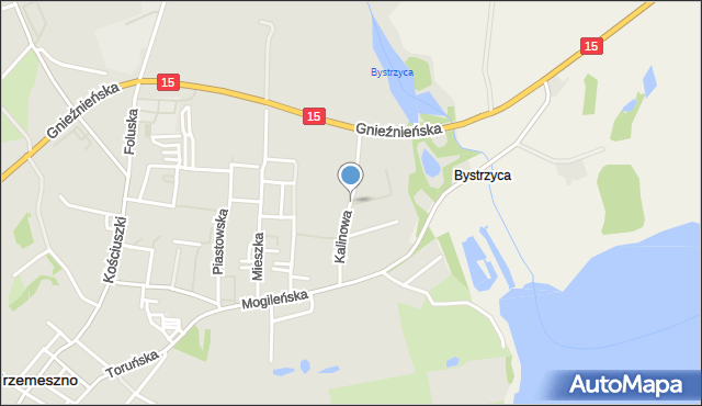 Trzemeszno powiat gnieźnieński, Kalinowa, mapa Trzemeszno powiat gnieźnieński