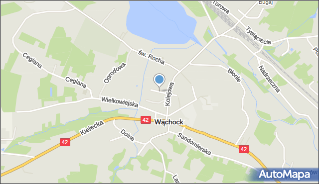 Wąchock, Kamienna, mapa Wąchock