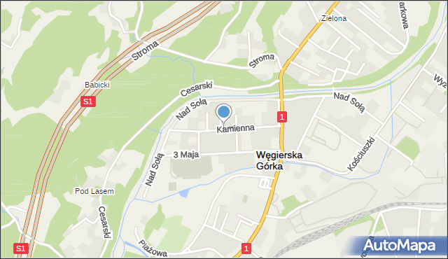 Węgierska Górka, Kamienna, mapa Węgierska Górka