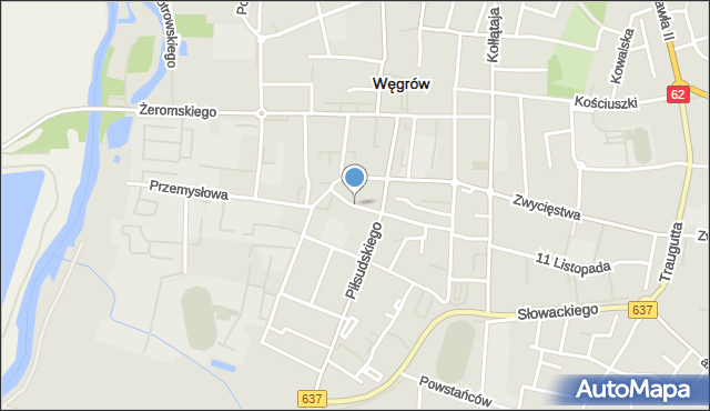 Węgrów, Kaczmarskiego Jacka, mapa Węgrów