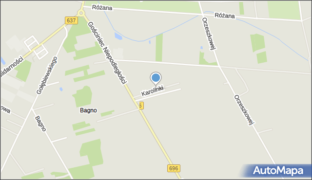 Węgrów, Karolinki, mapa Węgrów