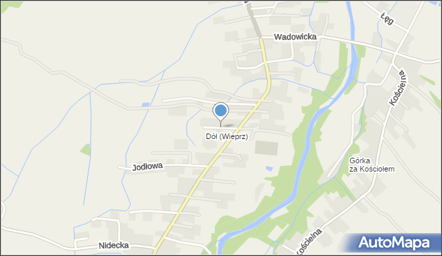 Wieprz powiat wadowicki, Kasztanowa, mapa Wieprz powiat wadowicki