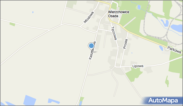 Wierzchowice gmina Krośnice, Kasztanowa, mapa Wierzchowice gmina Krośnice