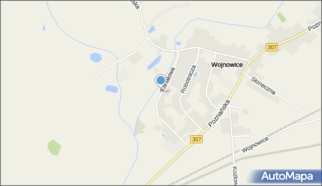 Wojnowice gmina Opalenica, Kanałowa, mapa Wojnowice gmina Opalenica