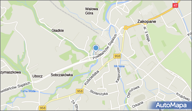 Zakopane, Kaszelewskiego Kazimierza, ks., mapa Zakopanego