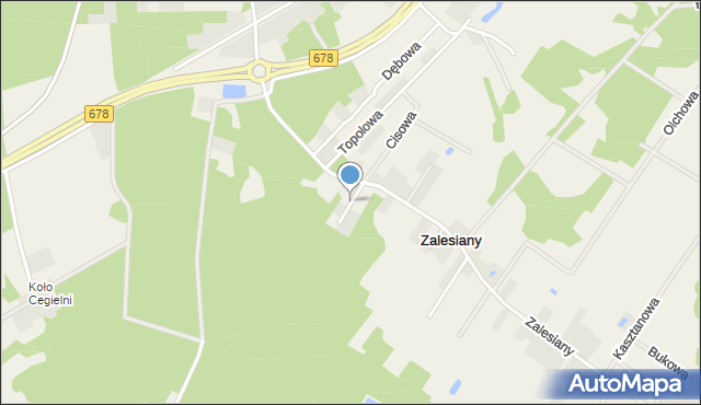 Zalesiany gmina Turośń Kościelna, Kalinowa, mapa Zalesiany gmina Turośń Kościelna