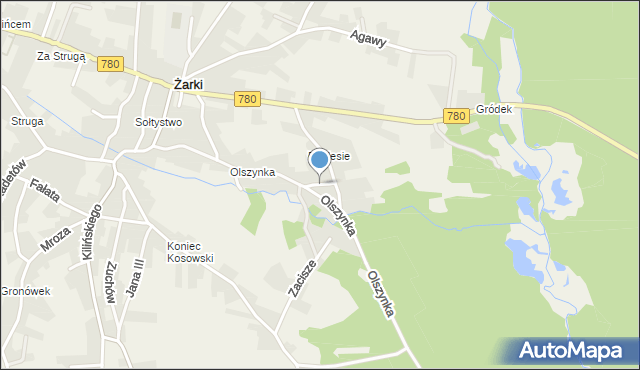 Żarki gmina Libiąż, Kącik, mapa Żarki gmina Libiąż
