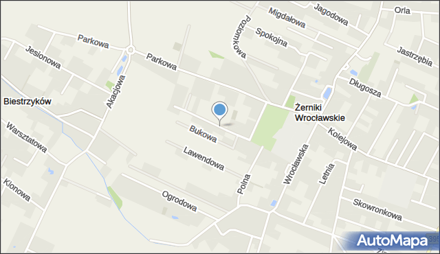 Żerniki Wrocławskie, Kasztanowa, mapa Żerniki Wrocławskie