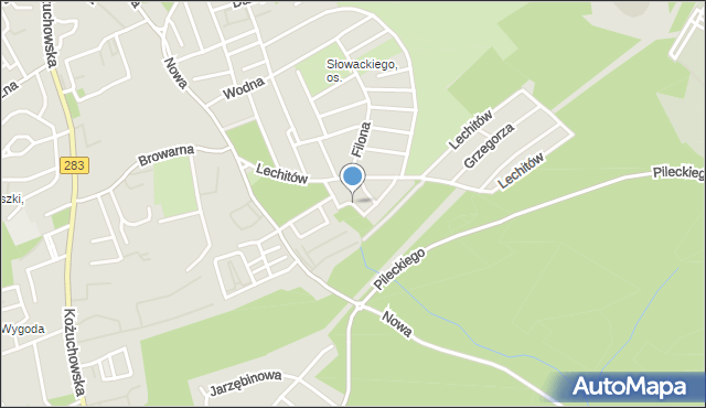 Zielona Góra, Karłowicza Mieczysława, mapa Zielona Góra