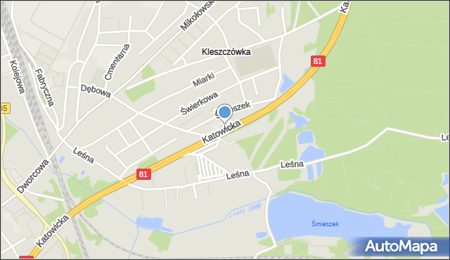 Żory, Katowicka, mapa Żor