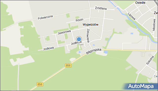 Zwierzyniec powiat zamojski, Kasztanowa, mapa Zwierzyniec powiat zamojski