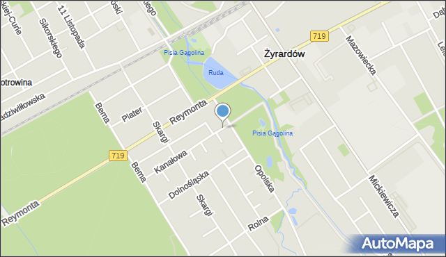 Żyrardów, Kanałowa, mapa Żyrardów