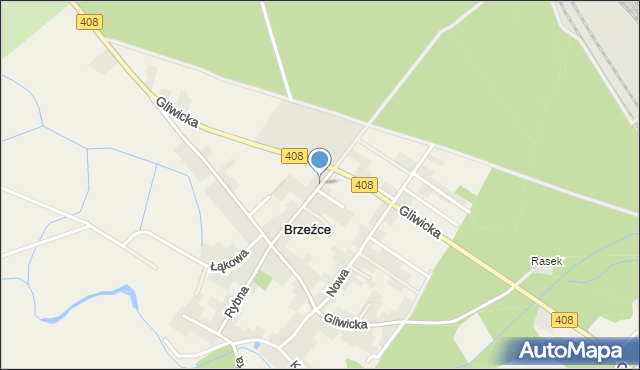 Brzeźce gmina Bierawa, Kędzierzyńska, mapa Brzeźce gmina Bierawa