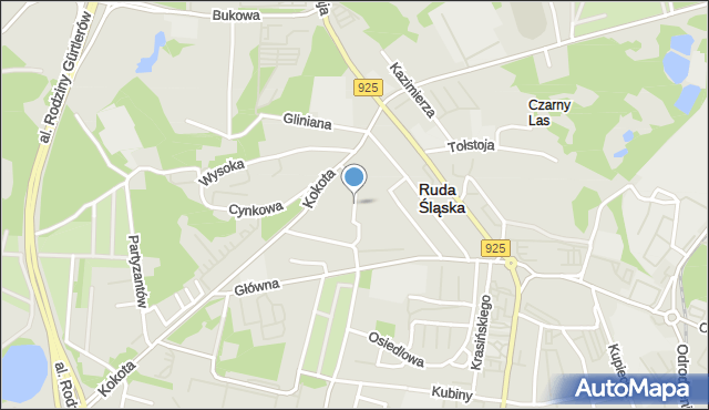 Ruda Śląska, Kempnego Adolfa, mapa Rudy Śląskiej