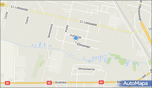 Bielsk Podlaski, Kilińskiego Jana, płk., mapa Bielsk Podlaski