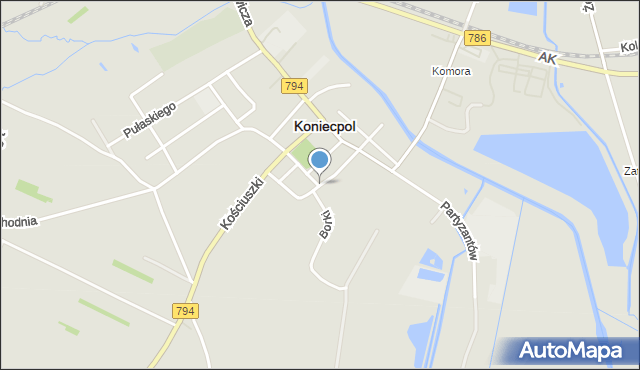 Koniecpol, Kilińskiego Jana, płk., mapa Koniecpol