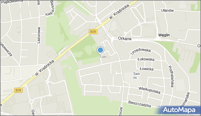 Lublin, Kielecka, mapa Lublina