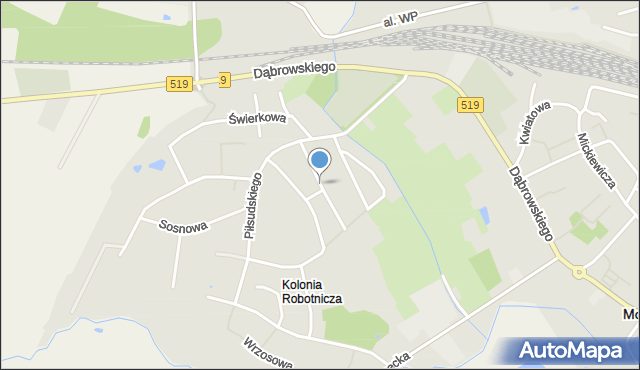 Morąg, Kilińskiego Jana, płk., mapa Morąg