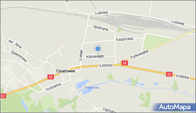 Opatówek powiat kaliski, Kilińskiego Jana, płk., mapa Opatówek powiat kaliski