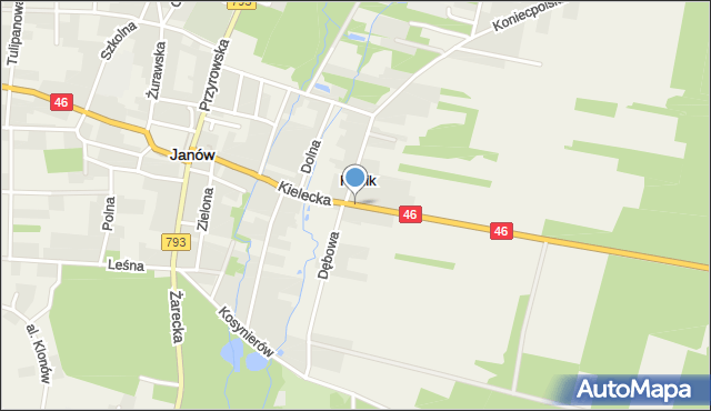 Ponik gmina Janów, Kielecka, mapa Ponik gmina Janów