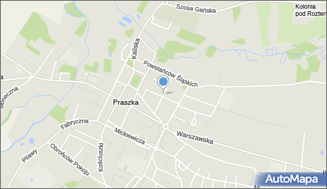 Praszka, Kilińskiego Jana, płk., mapa Praszka