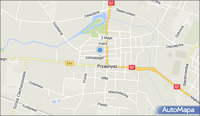 Przasnysz, Kilińskiego Jana, płk., mapa Przasnysz