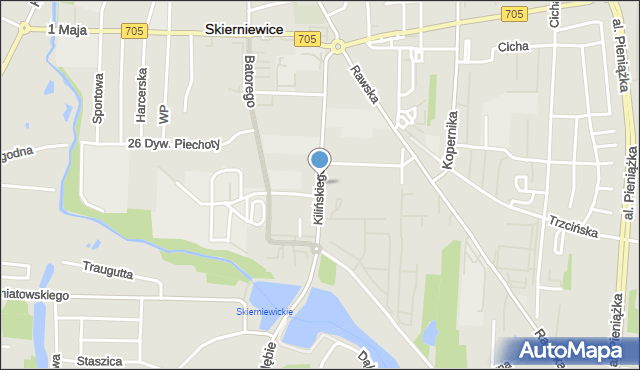 Skierniewice, Kilińskiego Jana, płk., mapa Skierniewic