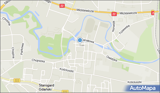 Starogard Gdański, Kilińskiego Jana, płk., mapa Starogard Gdański