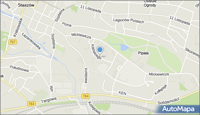 Staszów, Kilińskiego Jana, płk., mapa Staszów