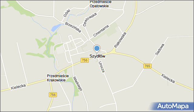 Szydłów powiat staszowski, Kielecka, mapa Szydłów powiat staszowski