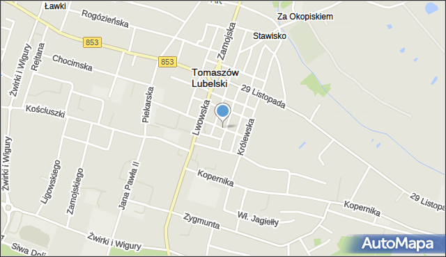 Tomaszów Lubelski, Kilińskiego Jana, płk., mapa Tomaszów Lubelski