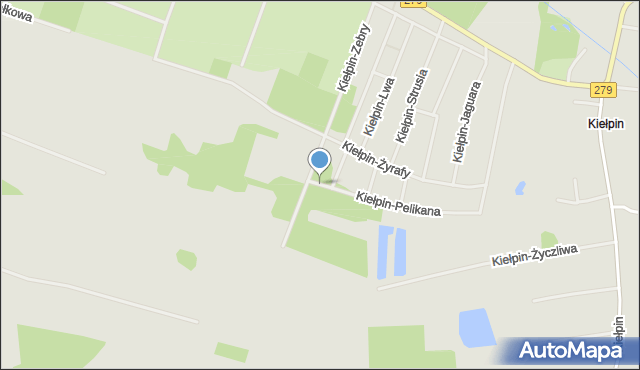 Zielona Góra, Kiełpin-Pelikana, mapa Zielona Góra