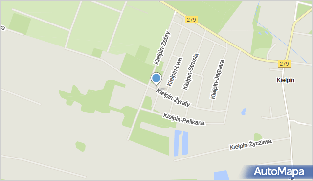 Zielona Góra, Kiełpin-Żyrafy, mapa Zielona Góra