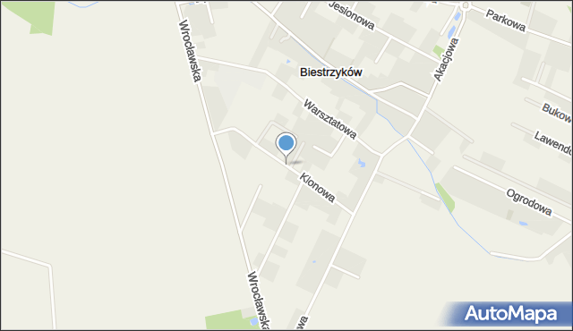 Biestrzyków, Klonowa, mapa Biestrzyków