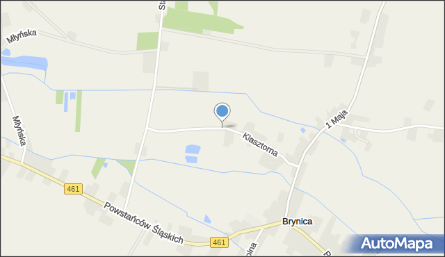 Brynica gmina Łubniany, Klasztorna, mapa Brynica gmina Łubniany