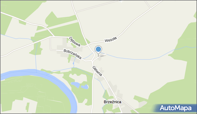 Brzeźnica gmina Dąbie, Klonowa, mapa Brzeźnica gmina Dąbie