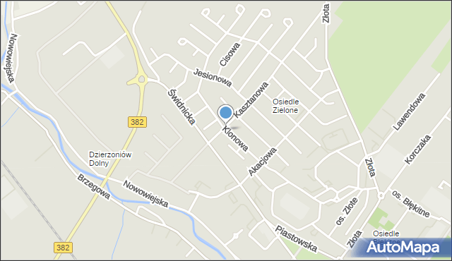 Dzierżoniów, Klonowa, mapa Dzierżoniów