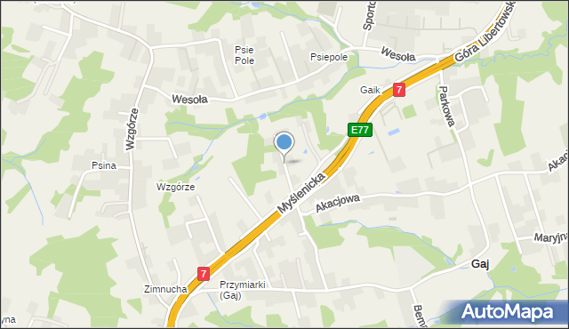 Gaj gmina Mogilany, Klimkówka, mapa Gaj gmina Mogilany