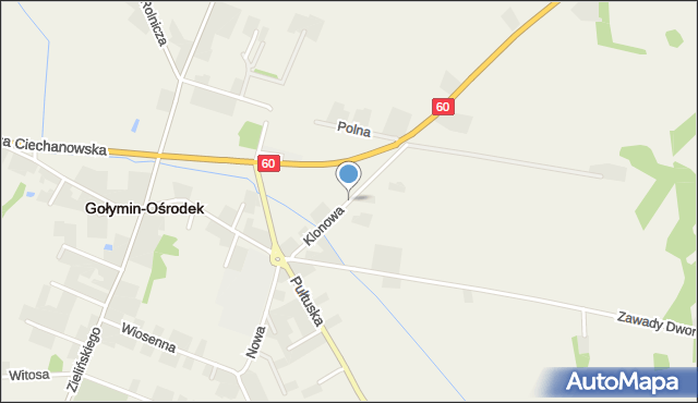 Gołymin-Ośrodek, Klonowa, mapa Gołymin-Ośrodek