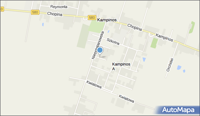 Kampinos, Klonowa, mapa Kampinos