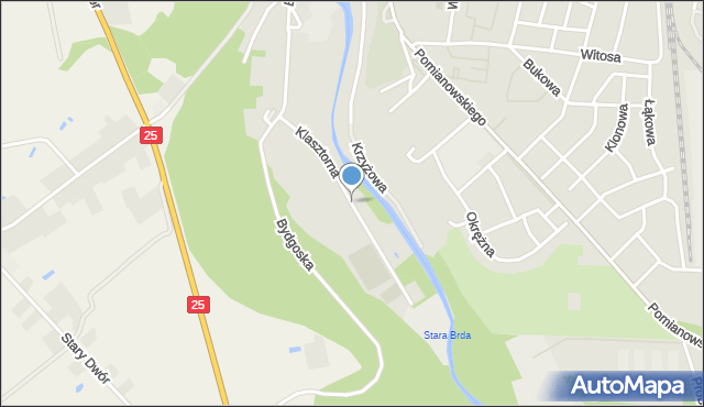 Koronowo powiat bydgoski, Klasztorna, mapa Koronowo powiat bydgoski