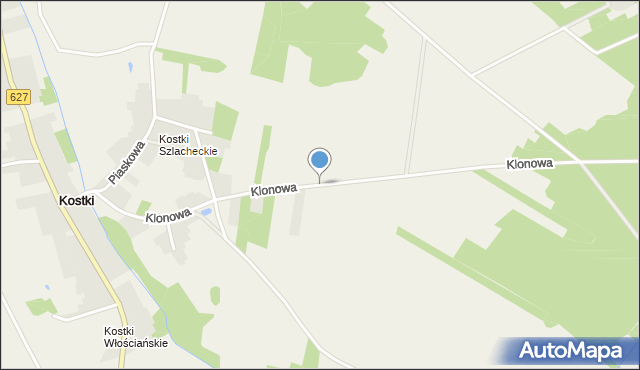 Kostki, Klonowa, mapa Kostki