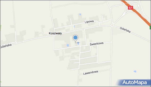 Koszwały, Klonowa, mapa Koszwały