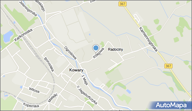 Kowary powiat karkonoski, Klonowa, mapa Kowary powiat karkonoski