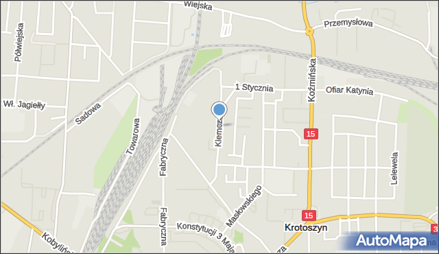 Krotoszyn, Klemczaka, mapa Krotoszyna
