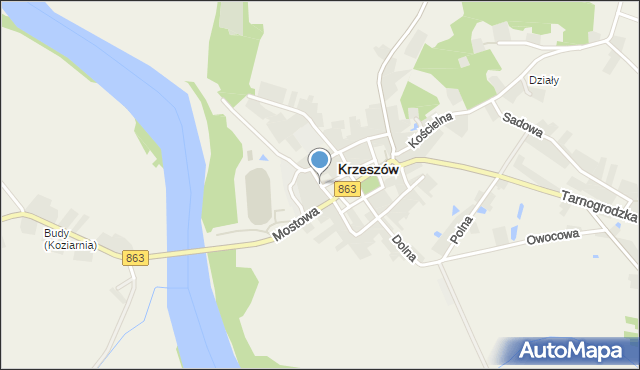 Krzeszów powiat niżański, Klasztorna, mapa Krzeszów powiat niżański
