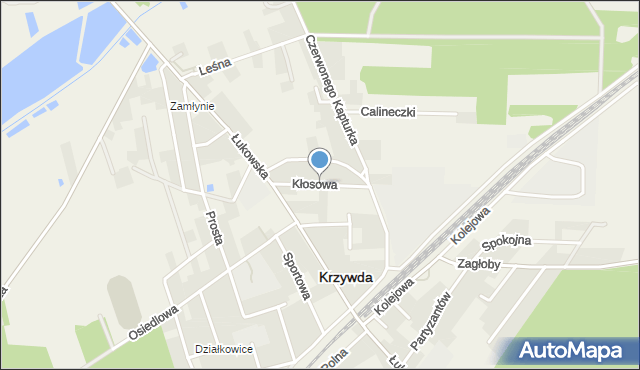 Krzywda powiat łukowski, Kłosowa, mapa Krzywda powiat łukowski